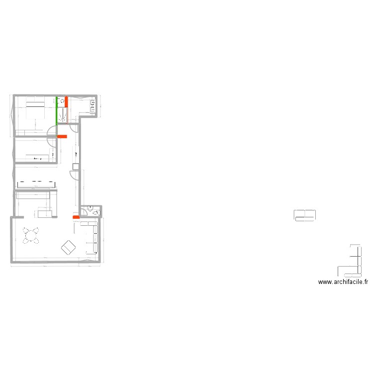 plan salle de bain v1_22.09.25. Plan de 4 pièces et 8 m2