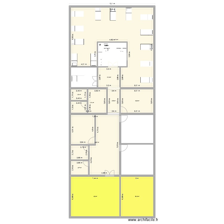 dialyse. Plan de 10 pièces et 307 m2