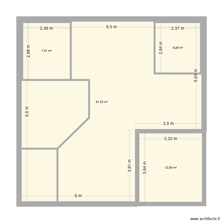 Cabinet Kiné Rangueil. Plan de 4 pièces et 103 m2
