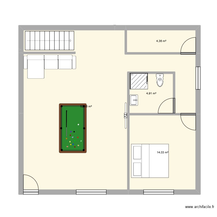plan cave. Plan de 4 pièces et 76 m2