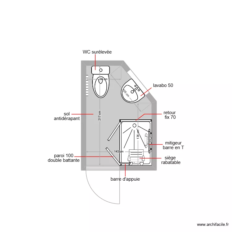 Lobaton. Plan de 1 pièce et 3 m²