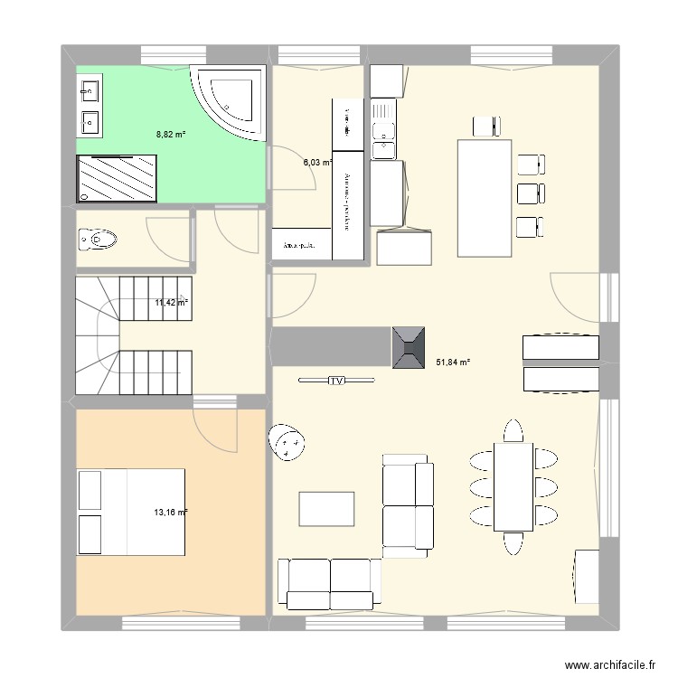 maison dainville. Plan de 5 pièces et 91 m2