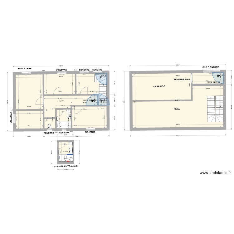 VIALLA. Plan de 3 pièces et 114 m2