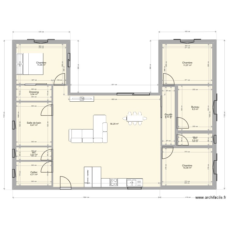 maison u nantillé. Plan de 11 pièces et 196 m2