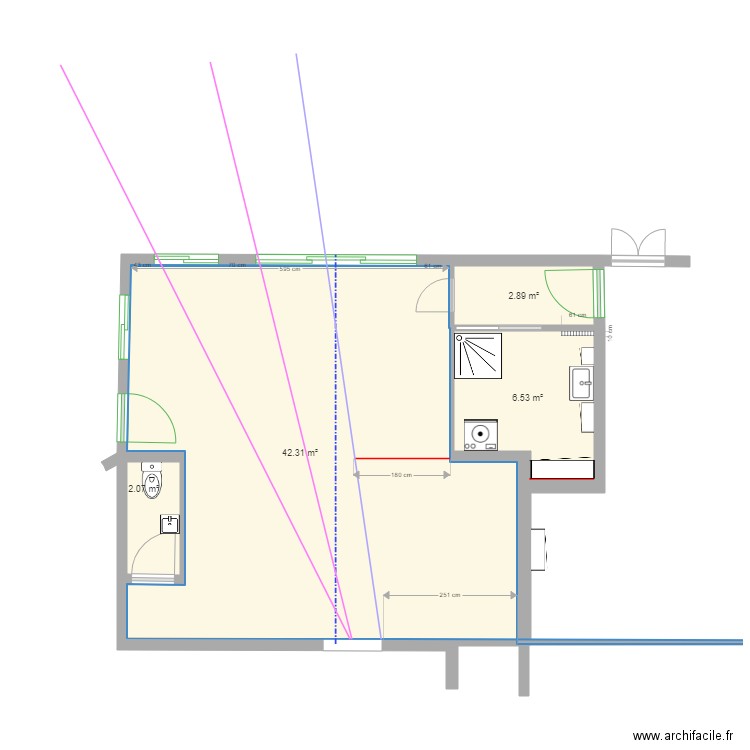 Extension v8 Octobre 2021 façade coté piscine. Plan de 4 pièces et 54 m2