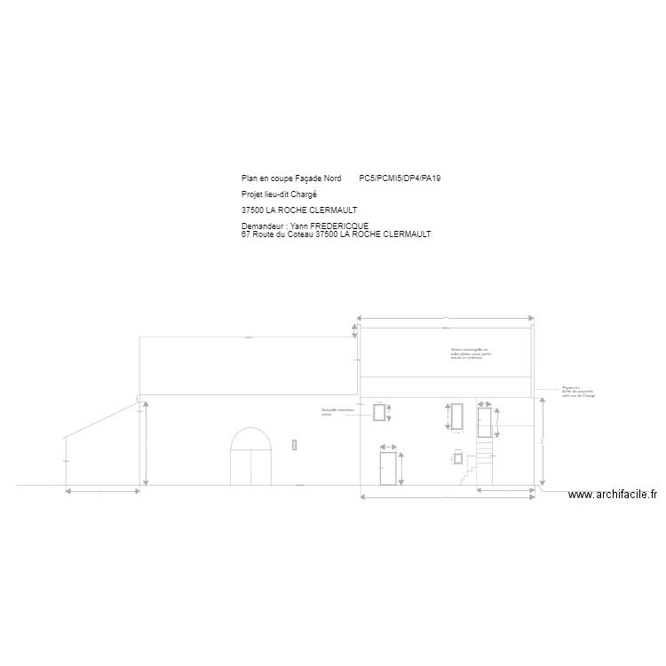 façade nord. Plan de 0 pièce et 0 m2