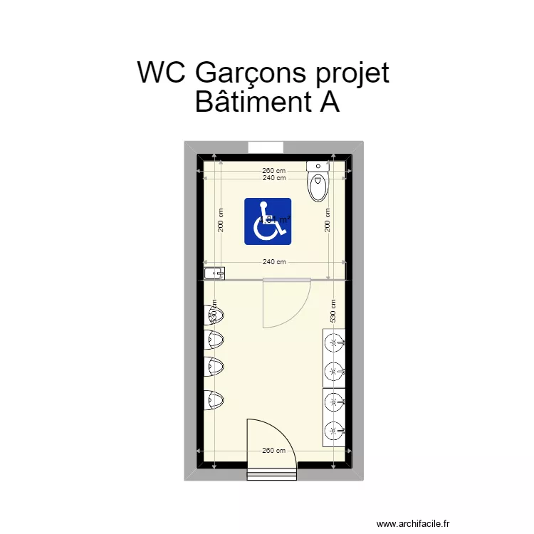 wc bat A gar&ccedil;ons  projet . Plan de 