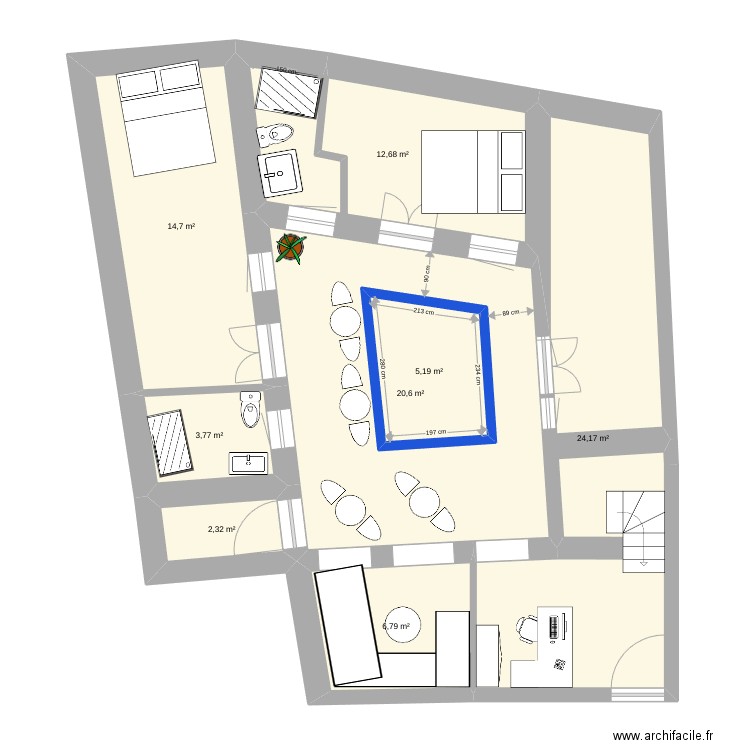 marrakech. Plan de 8 pièces et 97 m2