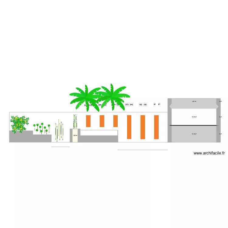 vue de face POOL HOUSE. Plan de vue de face POOL HOUSE. Plan de