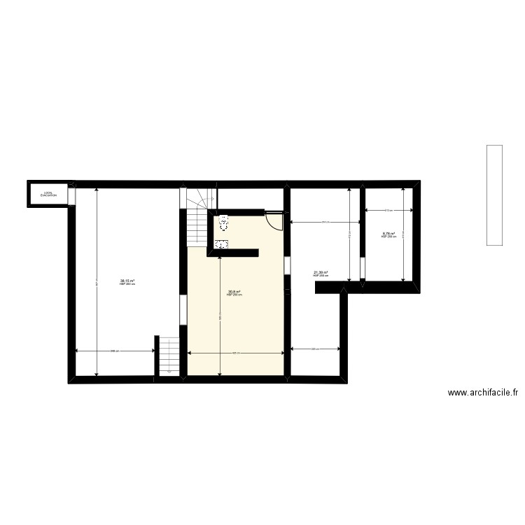 SOUS SOL EXISTANT. Plan de 6 pièces et 104 m2