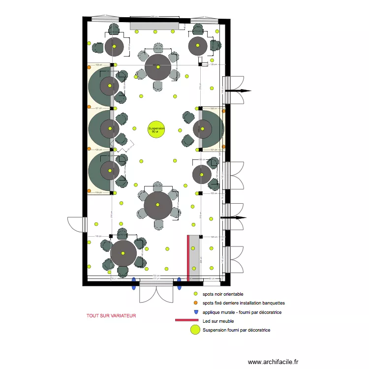 Restaurant Lighting plan. Plan de 