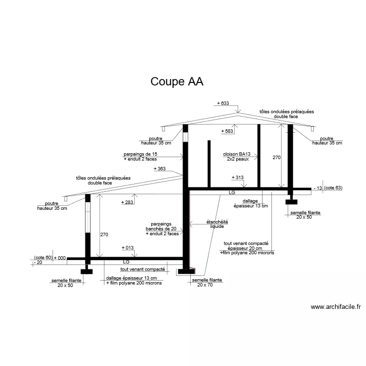 COUPE AA. Plan de 