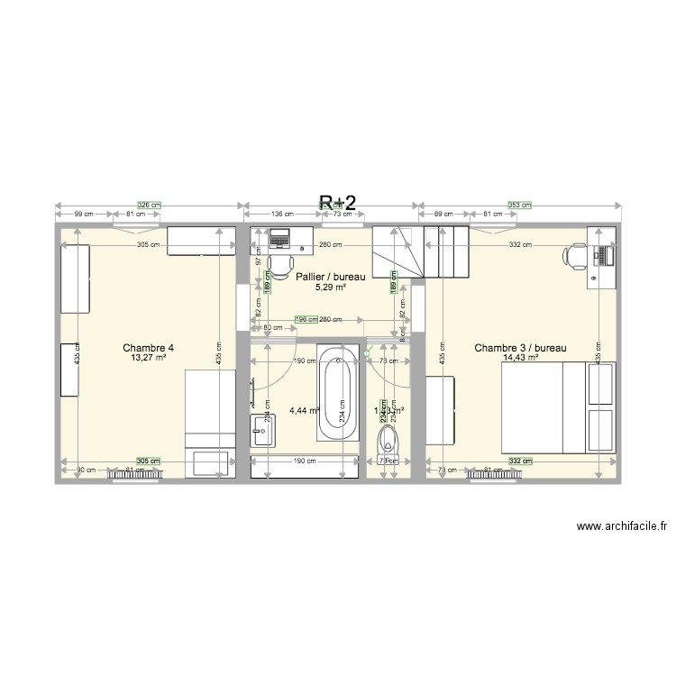 LaCroixNiv2v1 SSELEC Alix et Bastien. Plan de 5 pièces et 39 m2