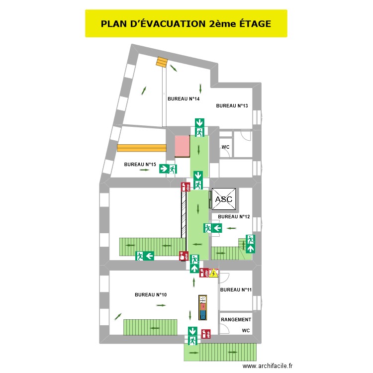 BUREAU CCPN 2 ETAGE EVACUT. Plan de 9 pièces et 273 m2