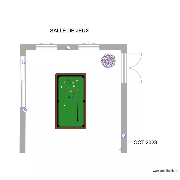 Salle de jeux. Plan de 