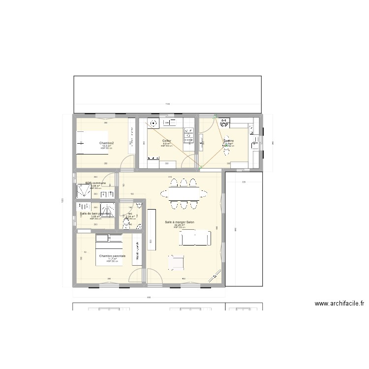 7 aout 2023. Plan de 8 pièces et 85 m2