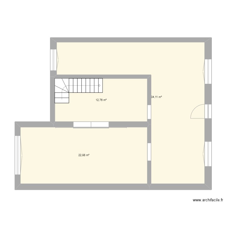 Sous sol. Plan de 3 pièces et 70 m2