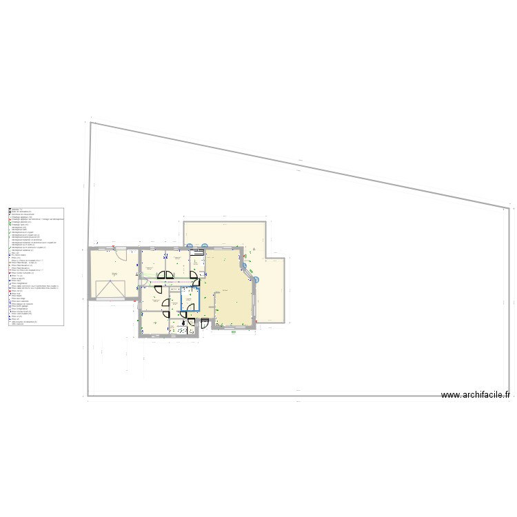 bignon vide. Plan de 15 pièces et 215 m2