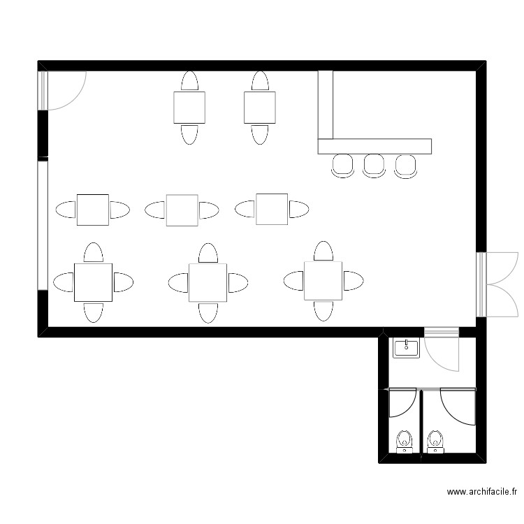 plan restaurent. Plan de 2 pièces et 66 m2