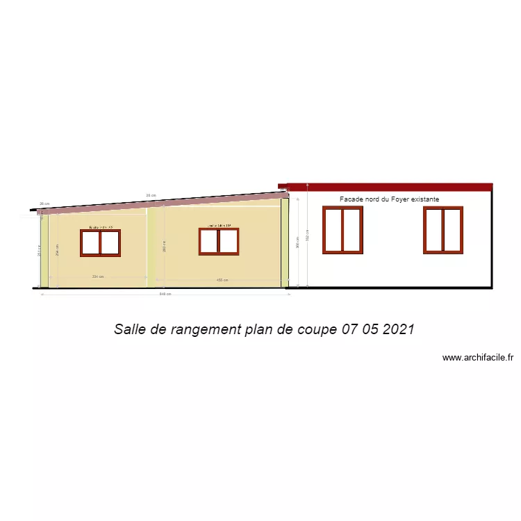 Salle de rangement plan de coupe  07 05 2021. Plan de 