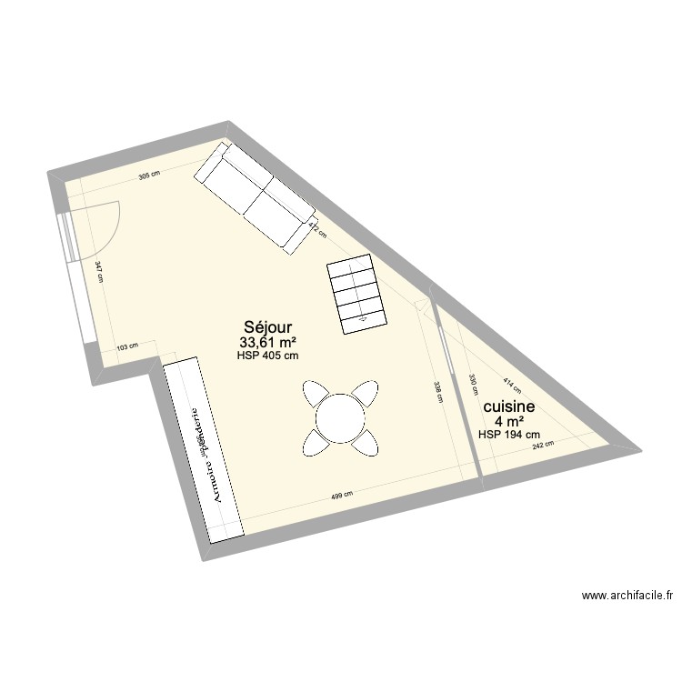 Plan 18. Plan de 2 pièces et 38 m2