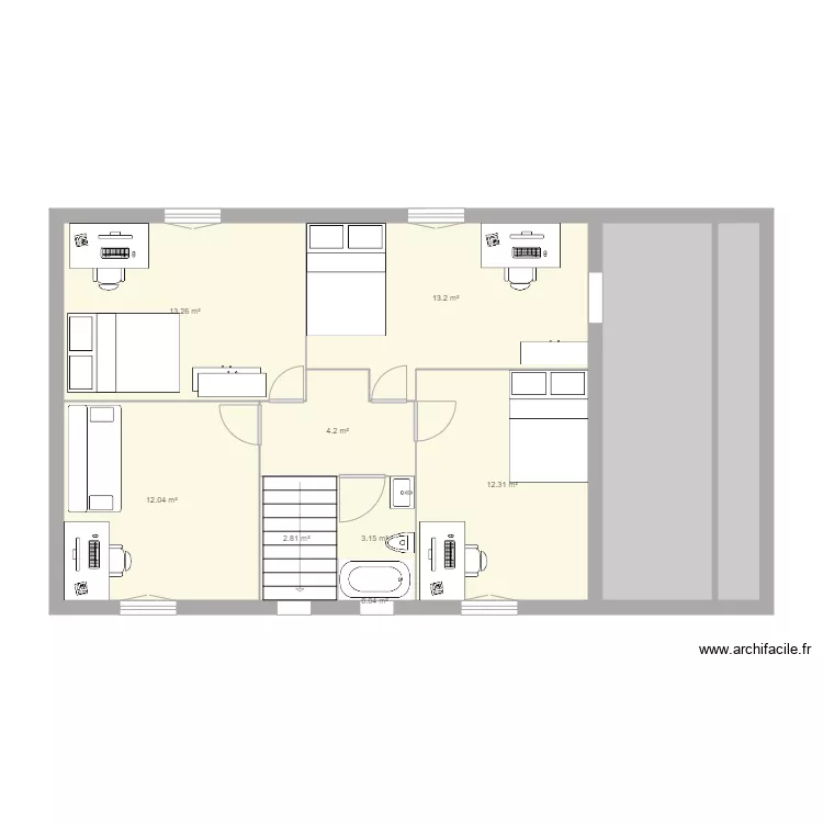 Plan maison Biba etage V2. Plan de 