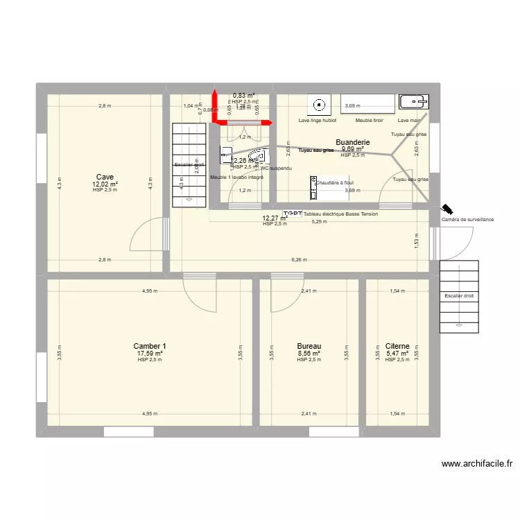 Maison Cort&eacute;bert Sous Sol. Plan de 