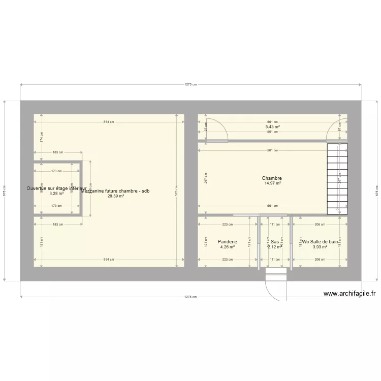 2eme &eacute;tage double logement. Plan de 