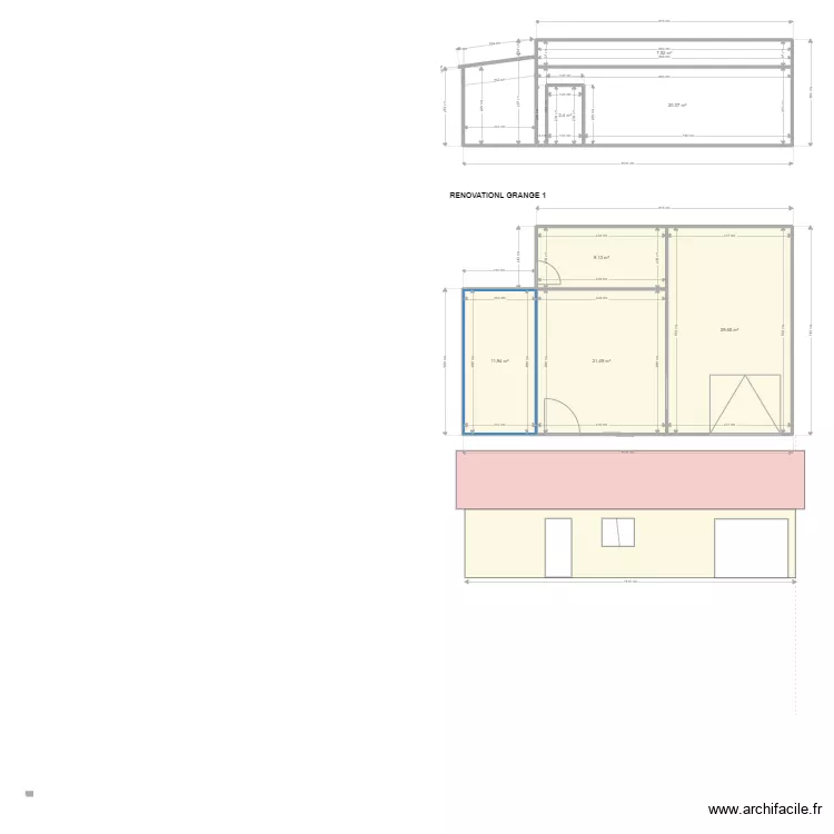 RENOVATION GRANGE avec DP4. Plan de 