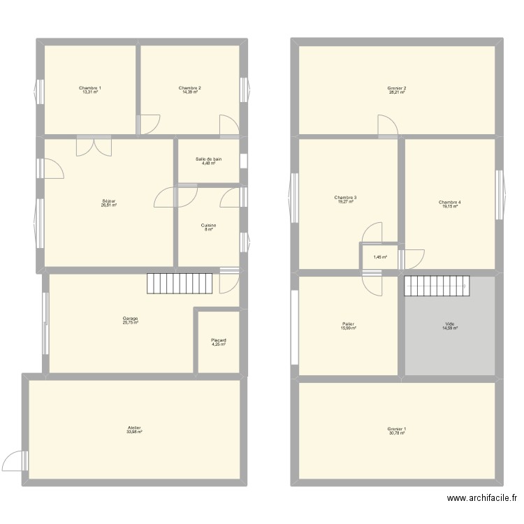 Prélichy_V1. Plan de 15 pièces et 260 m2