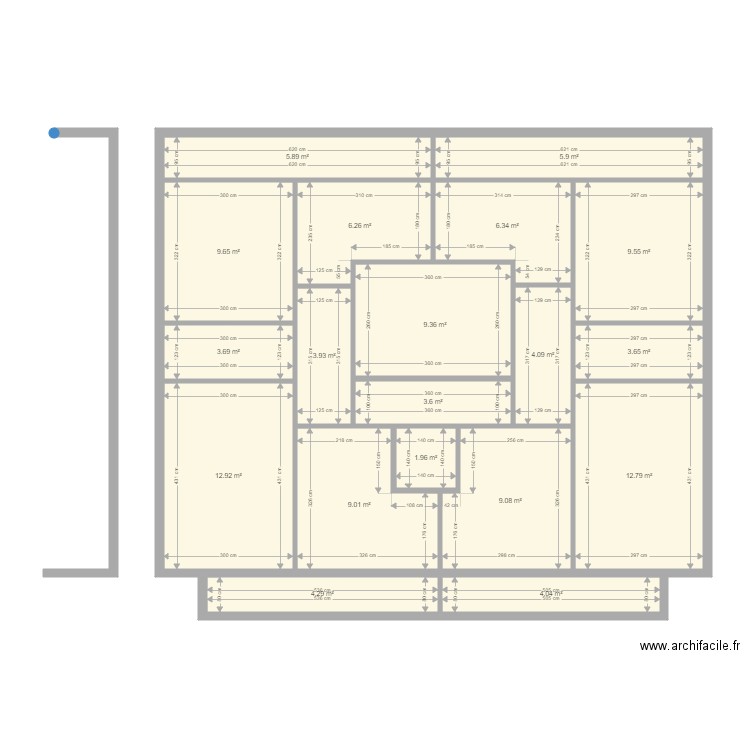 Plan . Plan de 19 pièces et 126 m2