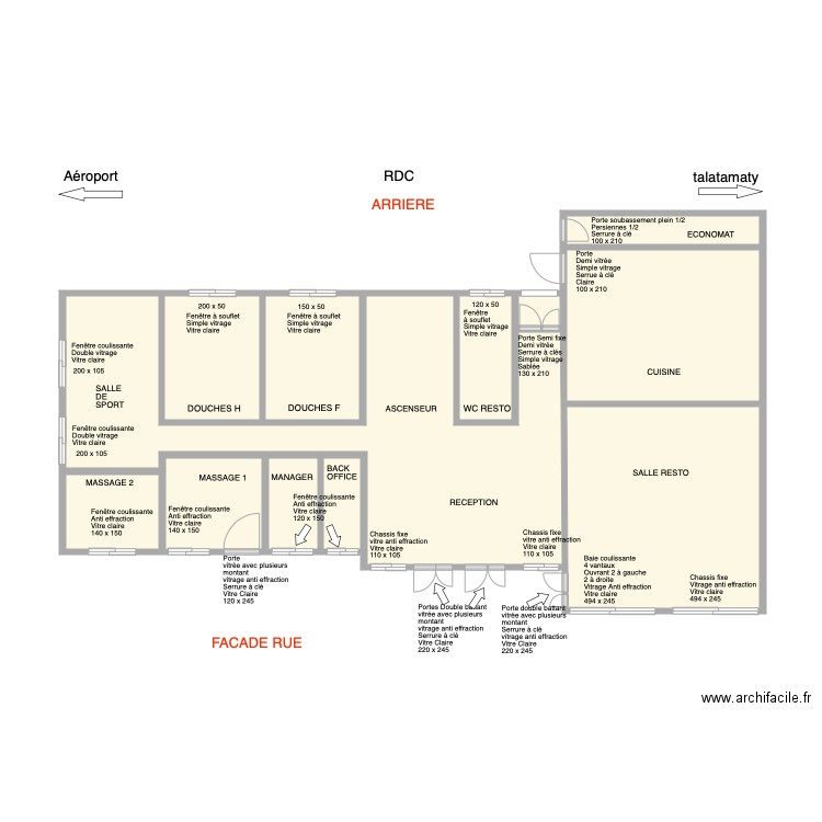 Ouvertures RDC. Plan de 0 pièce et 0 m2