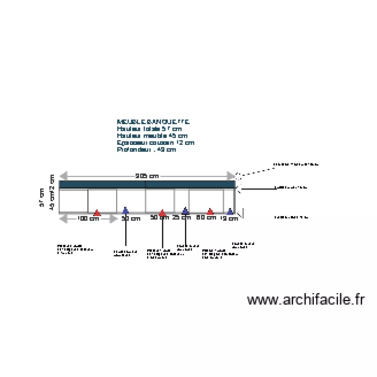 Meuble banquette salon V2. Plan de 