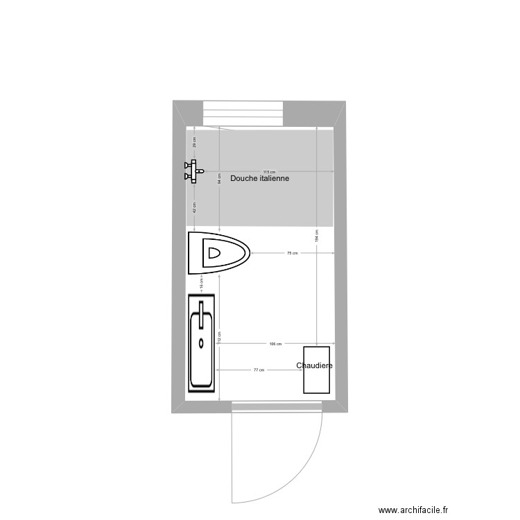 SALLE EAU V2. Plan de 1 pièce et 3 m2