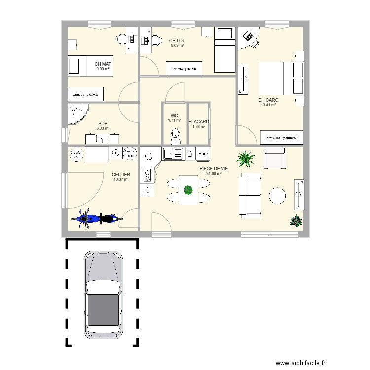 maison 2 caro. Plan de 0 pièce et 0 m2