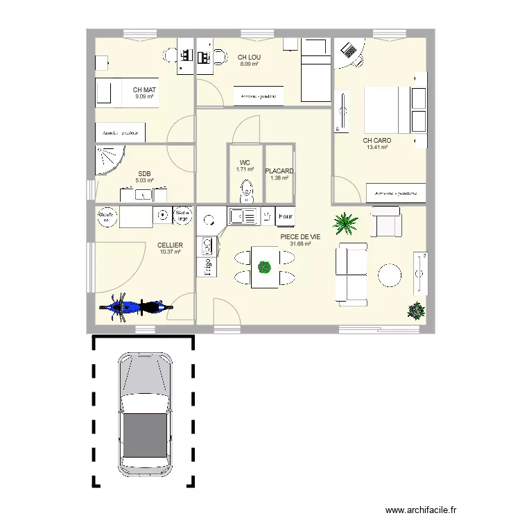 maison 2 caro. Plan de 
