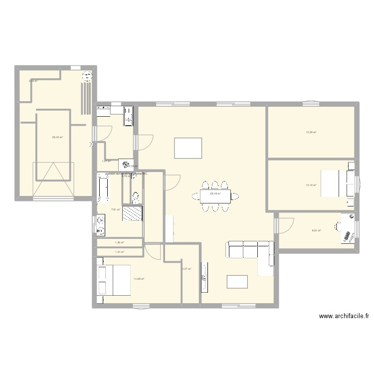Futur maison. Plan de 14 pièces et 186 m2