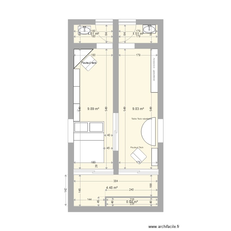 Le Corbusier Bas avec lit 140. Plan de 0 pièce et 0 m2