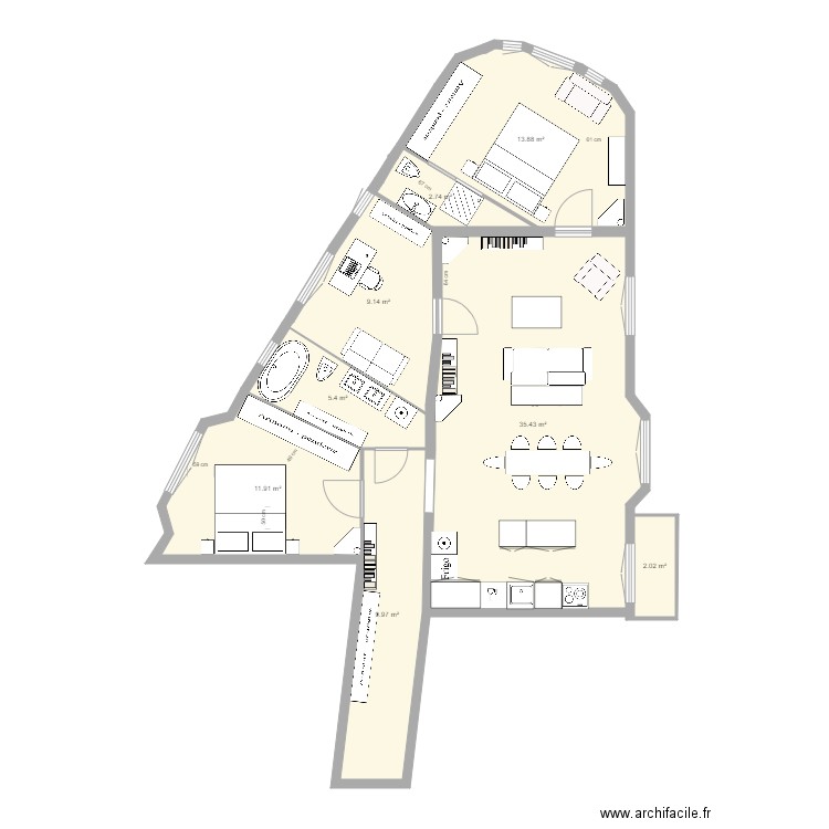 tolbiac 13eme 0911 jp modif caro. Plan de 0 pièce et 0 m2