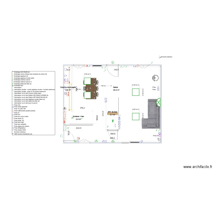 Plan électricité V/Y Modifié. Plan de 0 pièce et 0 m2