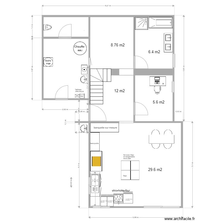 amenagement metrage rdc. Plan de 