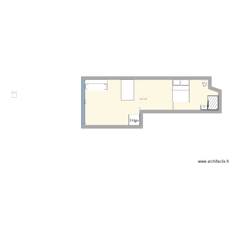 Loge 366bis Vlison. Plan de 1 pièce et 33 m2