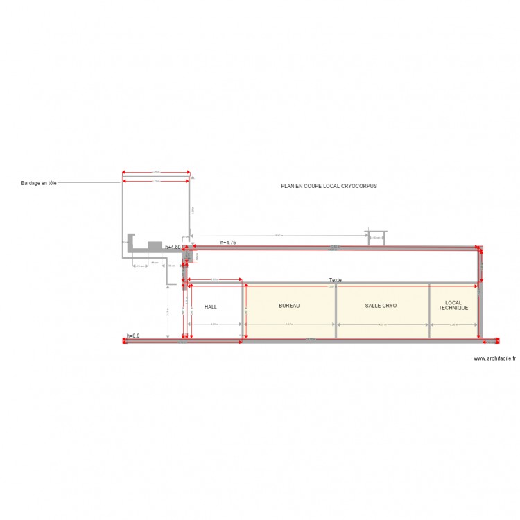 PLAN COUPE LOCAL CRYOCORPUS. Plan de 0 pièce et 0 m2