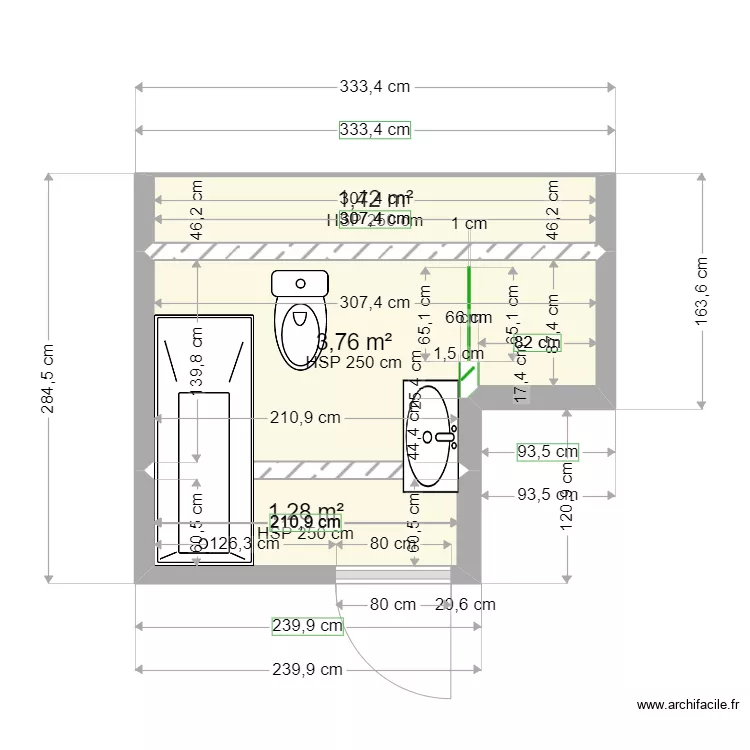 GRAND LEEZ salle de bain 2eme ILG V3. Plan de 