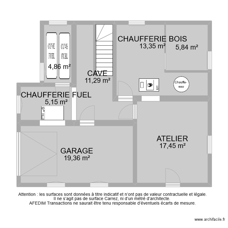 BI 9042 CAVE. Plan de 7 pièces et 77 m2