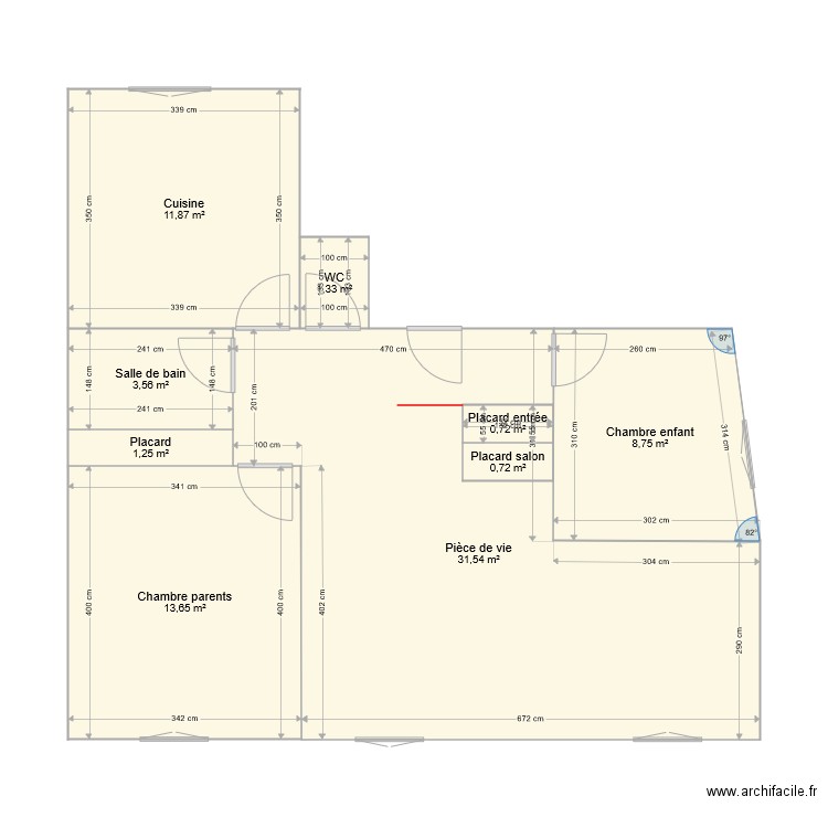 Appartement travaux entrée seule. Plan de 0 pièce et 0 m2