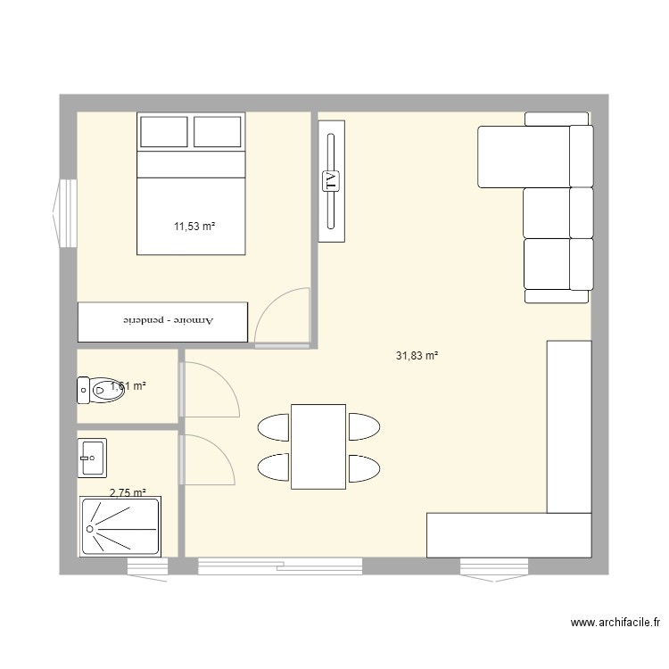 Maison 3bis Gouteyron. Plan de 4 pièces et 48 m2