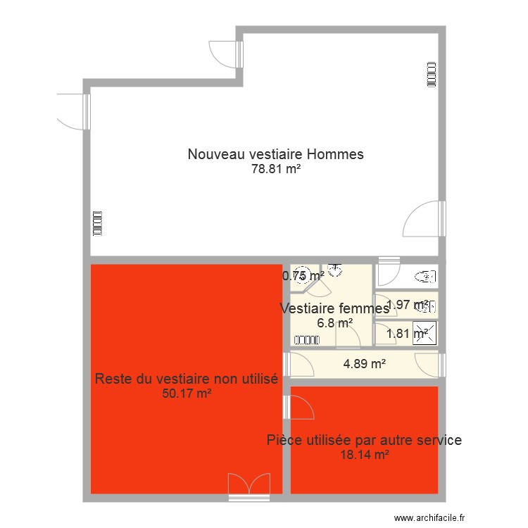 Projet Vestiaires BRIVE. Plan de 0 pièce et 0 m2