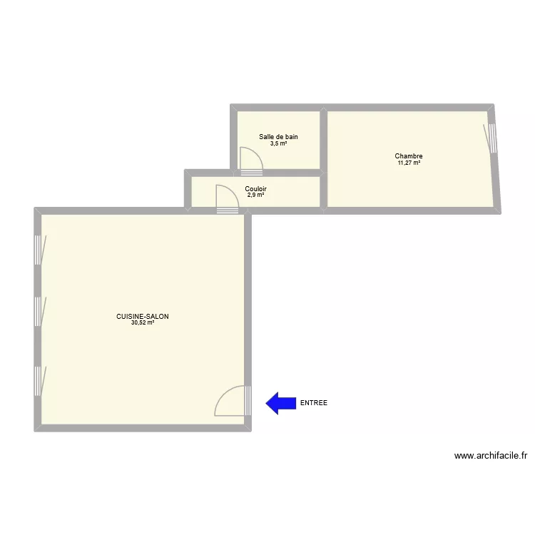 M.BRIDE. Plan de 4 pièces et 48 m²