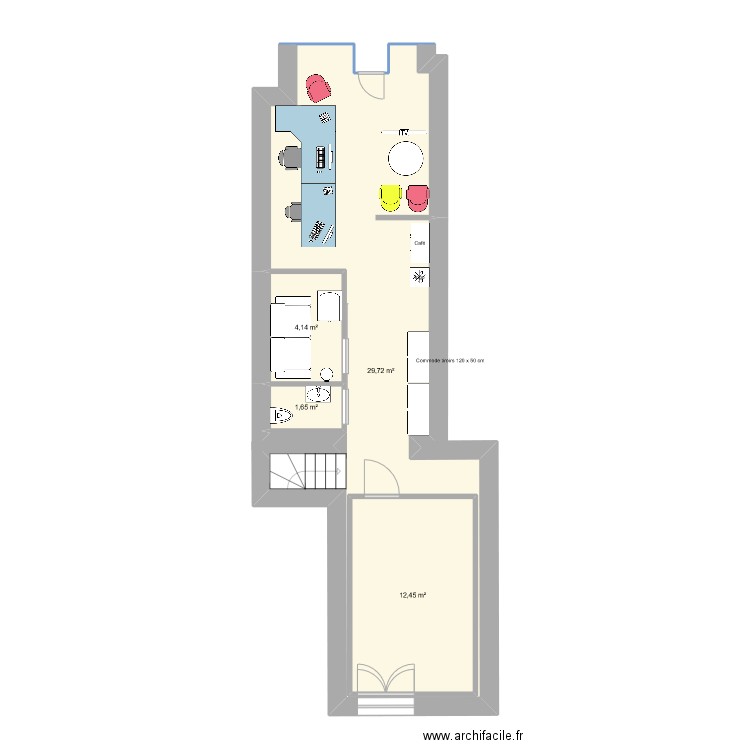Belleville 2. Plan de 4 pièces et 62 m2